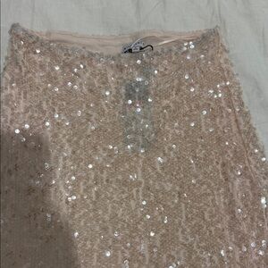 Gianni Bini Sequin Embellished Tan Skirt